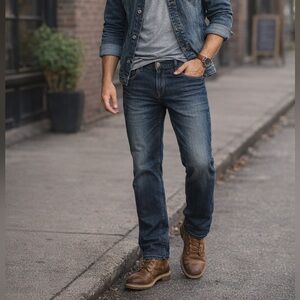 Silver Jeans Co Grayson Straight Mens Dark Wash Denim W34 Classic Fit -hemmed